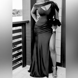 Off the shoulder ruched gown